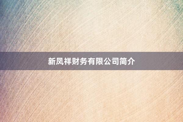 新凤祥财务有限公司简介